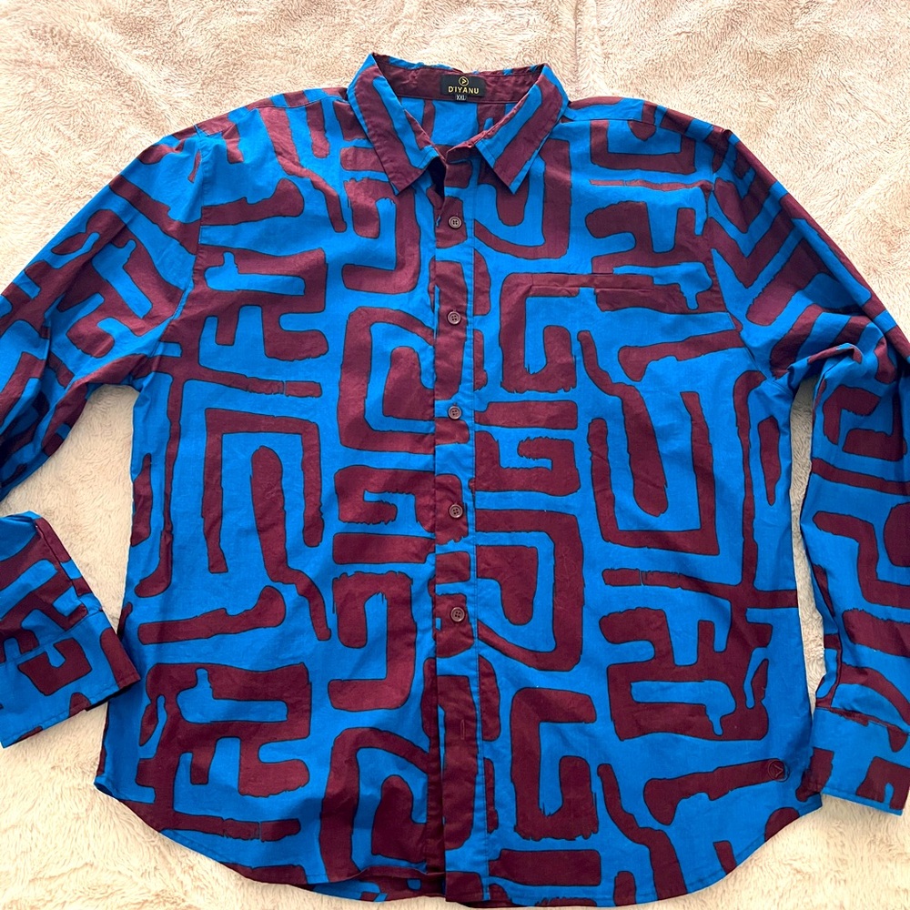 Men’s D’Ianyu African print button up shirt (XXL)